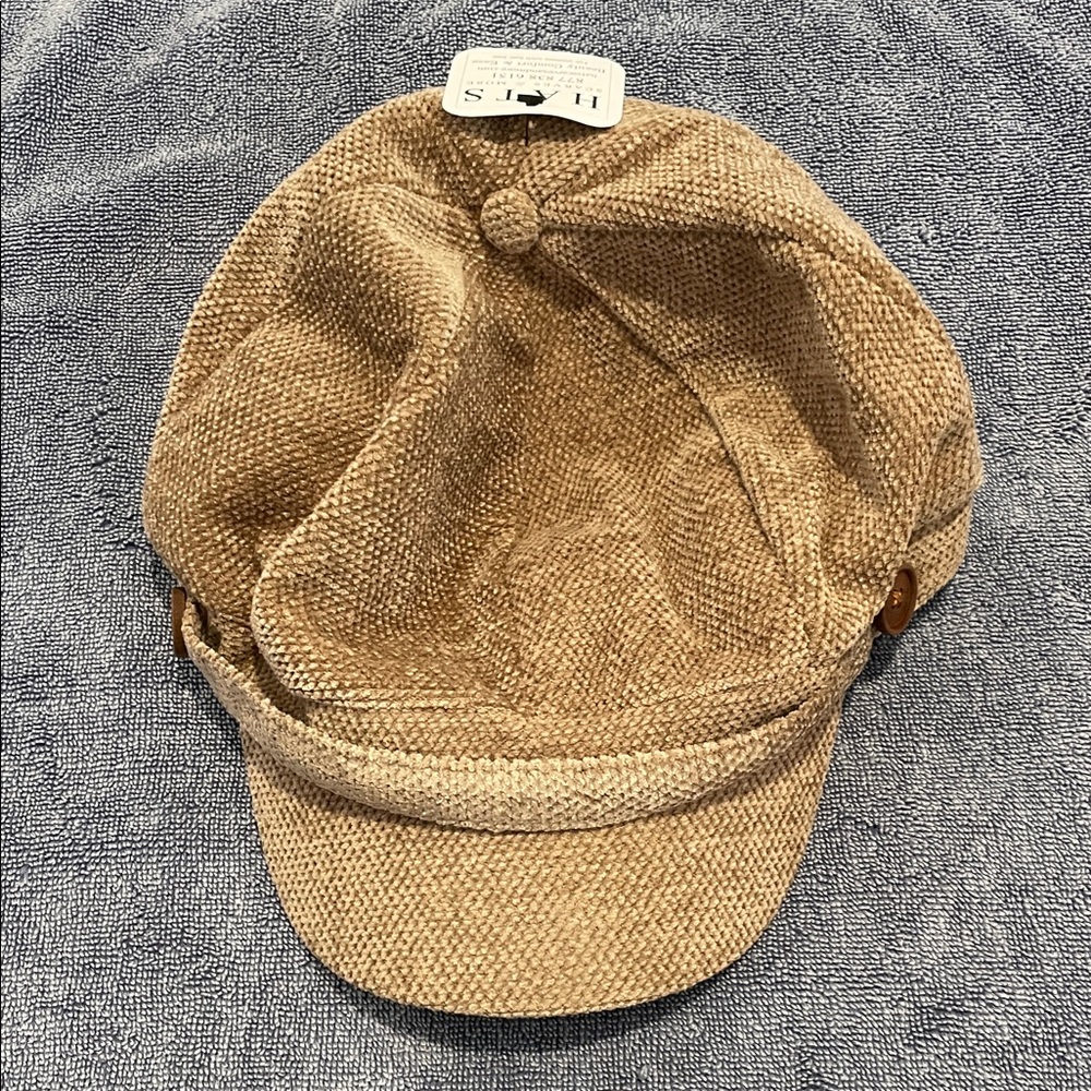 Textured fabric Newsboy Cap - Natural Tan